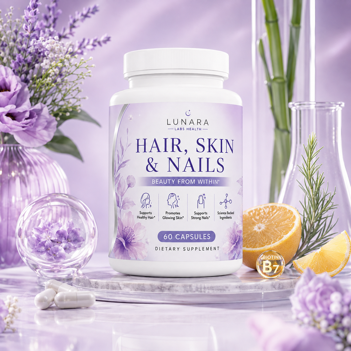 Lunara Hair, Skin & Nails Capsules – Daily Beauty Support