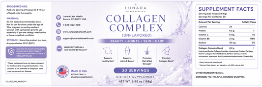 Lunara Health Labs - Collagen Powder Support - Supports Healthy Joints, Skin, Hair